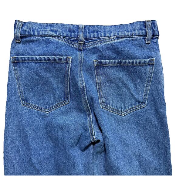 Edikted Foldover Waist Button Fly Denim Jeans Distressed XS Juniors - Picture 6 of 7